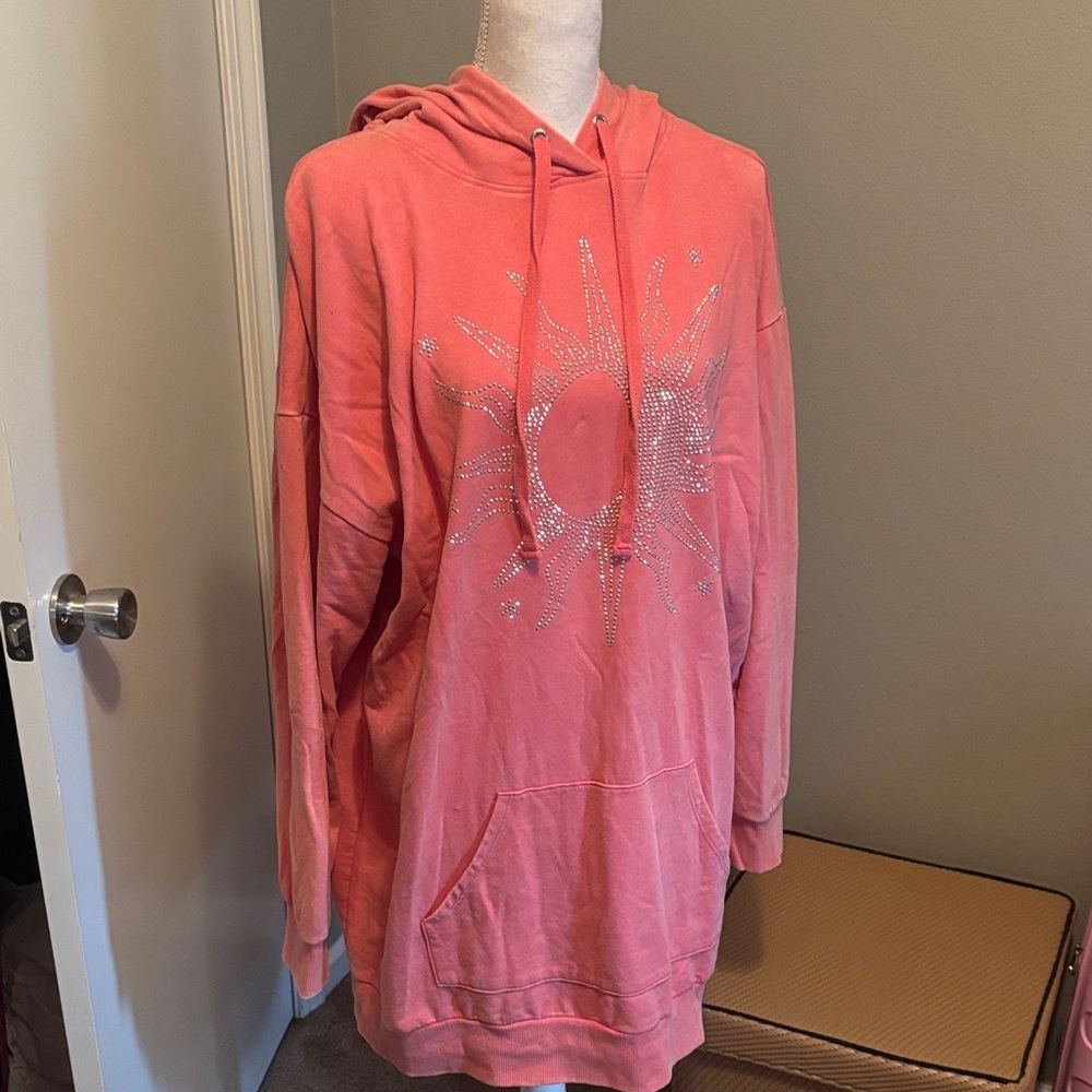 Women's Pink Hoodie with Sun Design